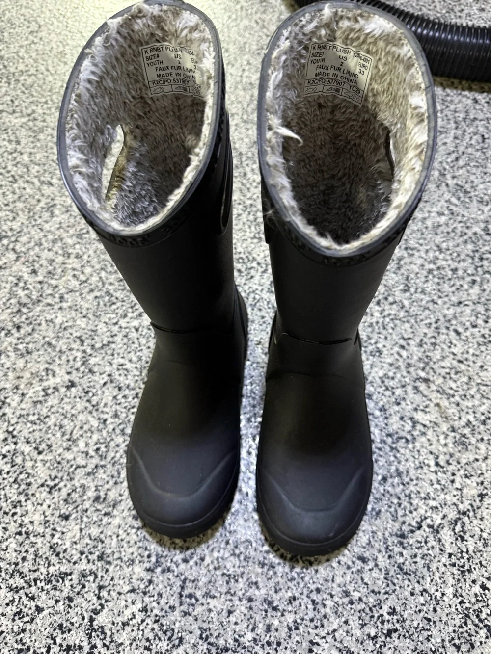 Kids Bogs Black Waterproof Fleece-Lined Tall Boots